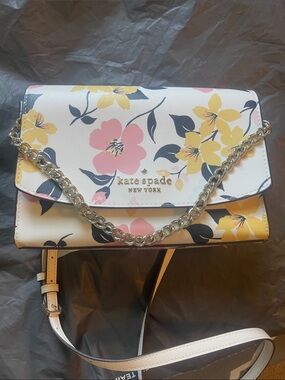 kate spade Floral Chain Crossbody Bag in White, Pink & Yellow